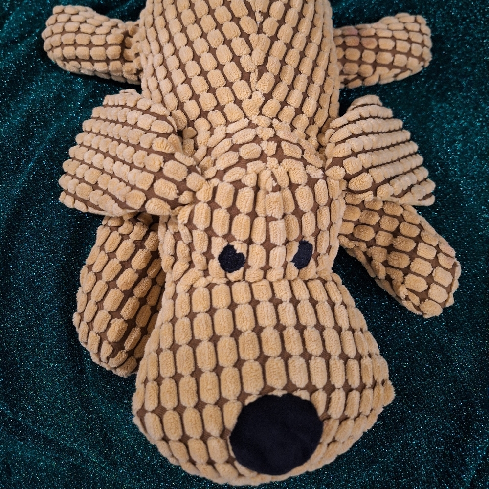 Patchwork Pet Plush Textured Tan Dog Toy